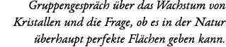 Gruppengespr ch ber das Wachstum von Kristallen und die Frage, ob es in der Natur  berhaupt perfekte Fl chen geben k...